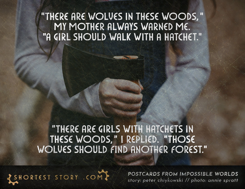 a short story about wolves in the woods and girls with red hoods